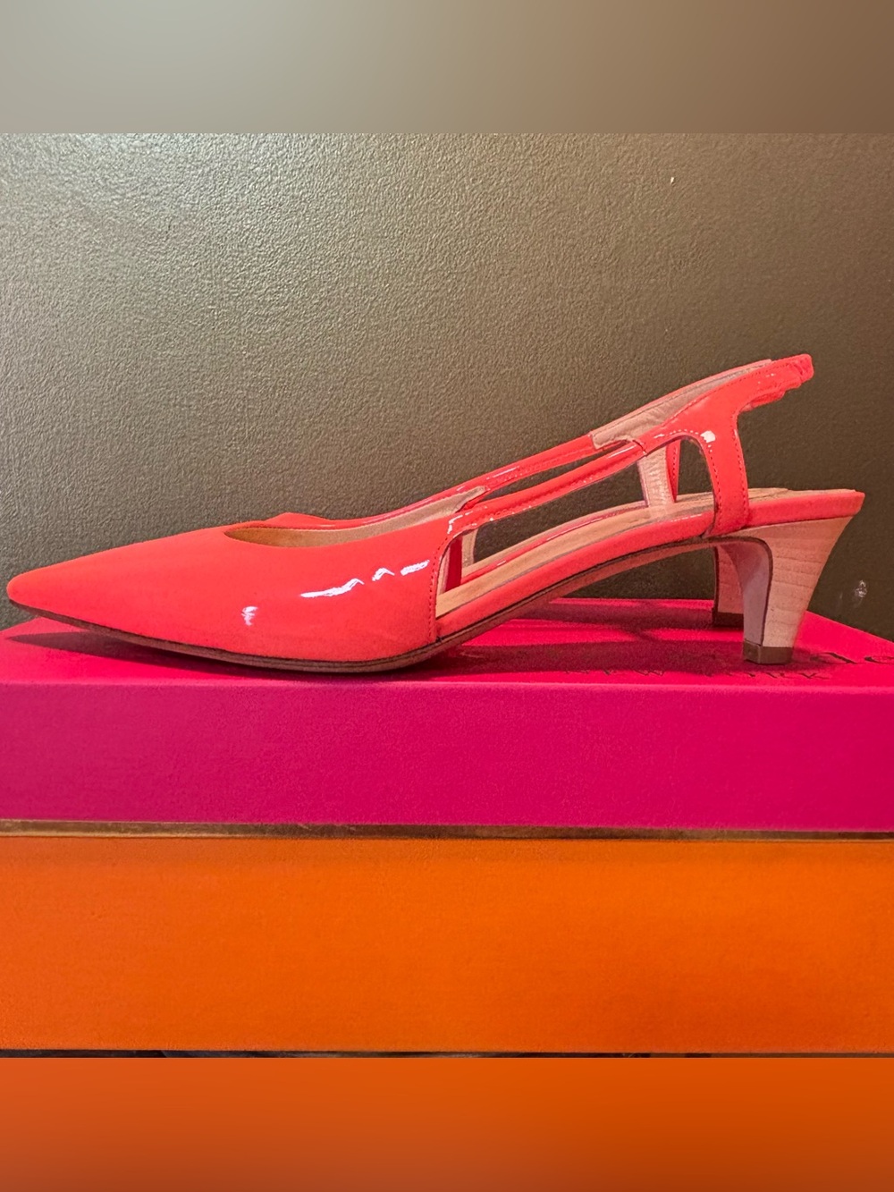Kate Spade Coral Patent Slingback Kitten Heels 7.5 - Picture 4 of 8